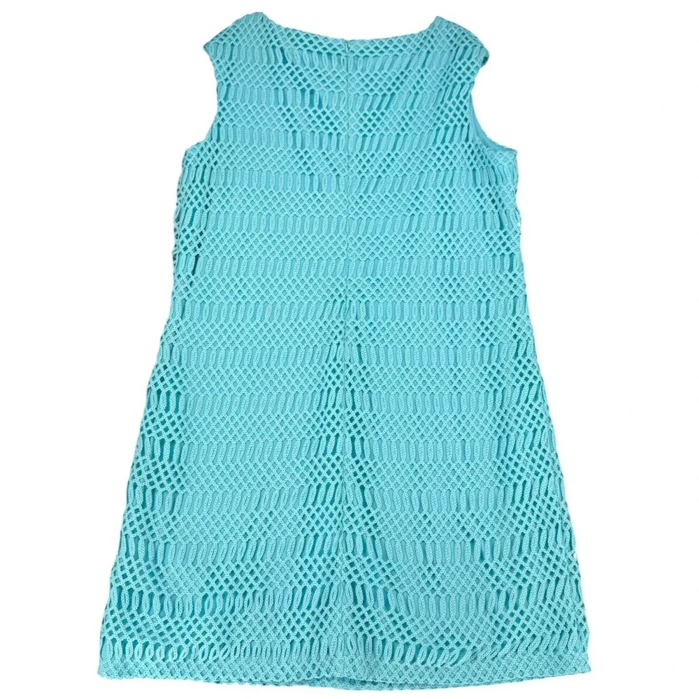 Lauren Ralph Lauren Crochet Lace Sheath Dress 18W Aqua Blue Boat Neck Wedding - Picture 8 of 13